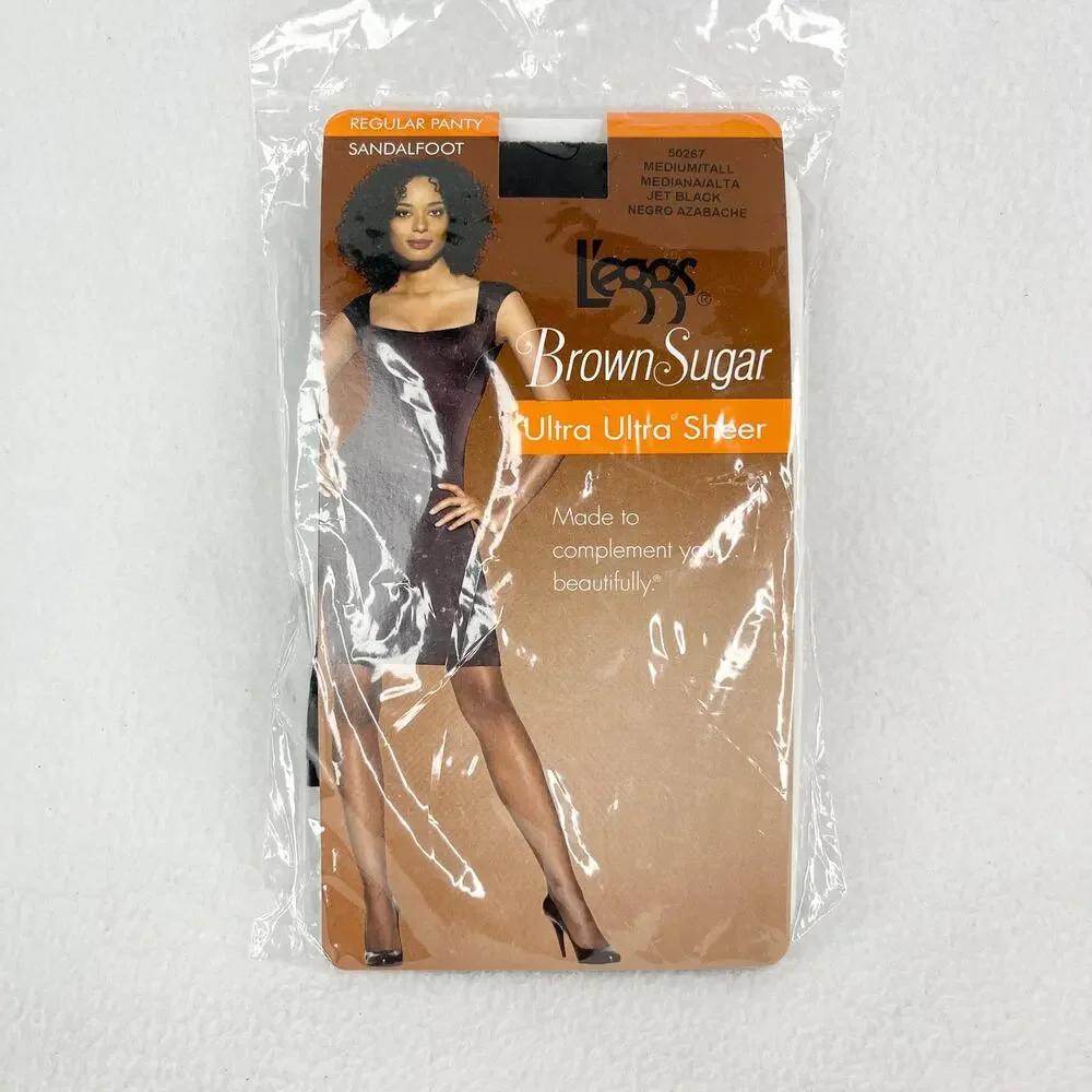 Lot of 3 L'eggs Brown Sugar Ultra Sheer Pantyhose M/T Black New